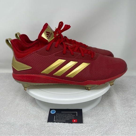 Adidas Adizero Afterburner 4 Metal Baseball Cleats Red Gold CG5220 Men’s 13 RARE - Picture 1 of 6